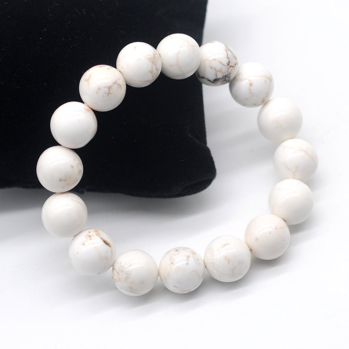 CGB44 White Howlite Turquoise Beads Stretch Bracelet Smooth Round 10mm 12mm