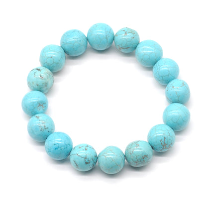 CGB45 Blue Howlite Turquoise Beads Stretch Bracelet Smooth Round 10mm 12mm