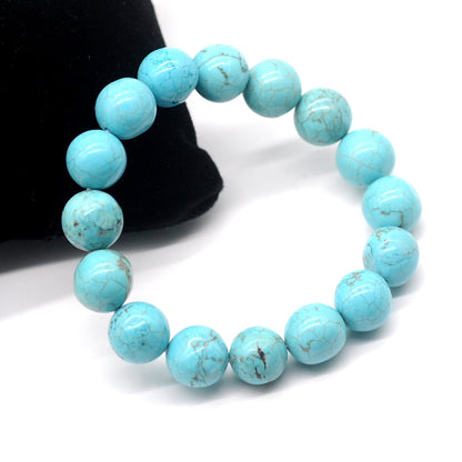 CGB45 Blue Howlite Turquoise Beads Stretch Bracelet Smooth Round 10mm 12mm