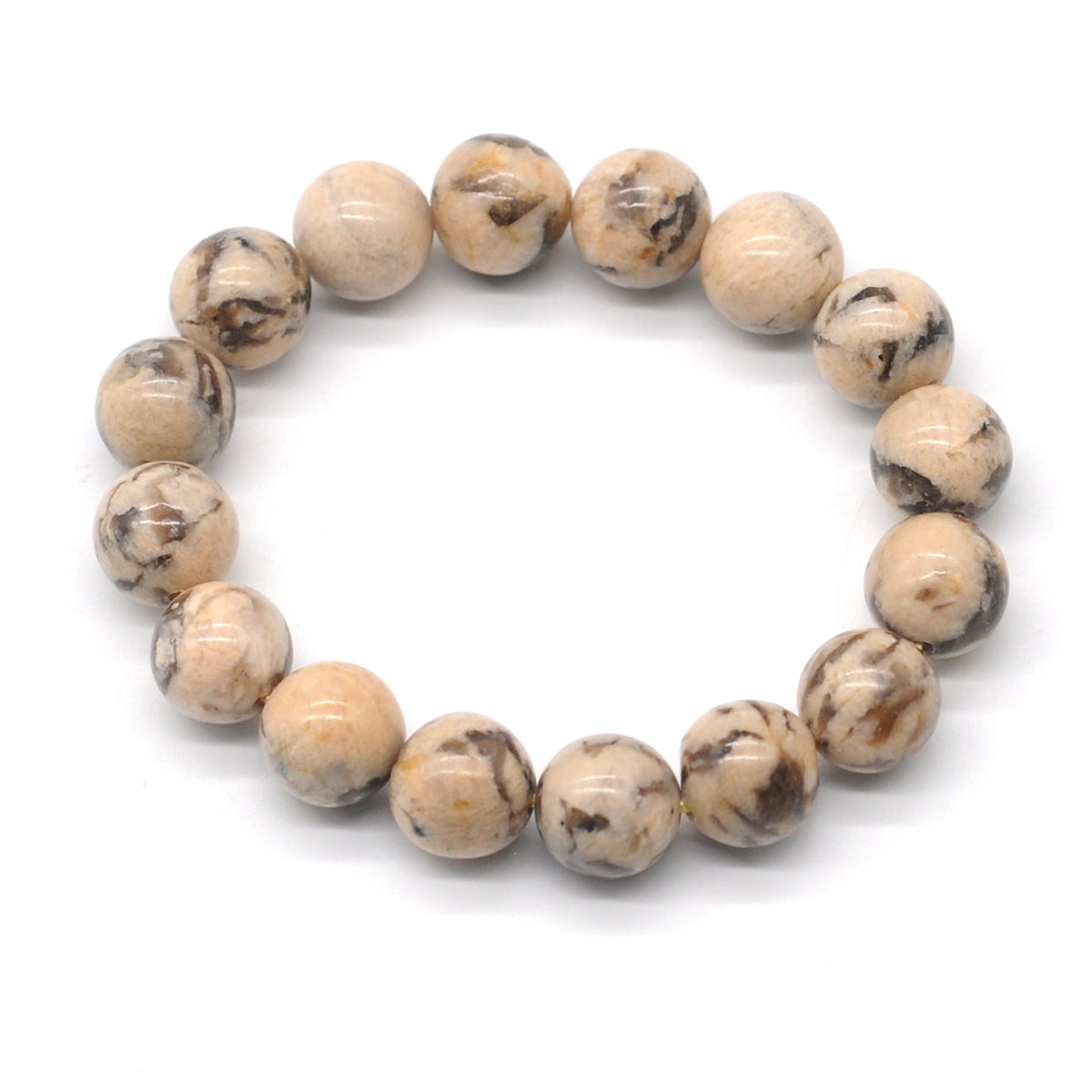 CGB46 Feldspar Gemstone Beads Stretch Bracelet Smooth Round 10mm 12mm