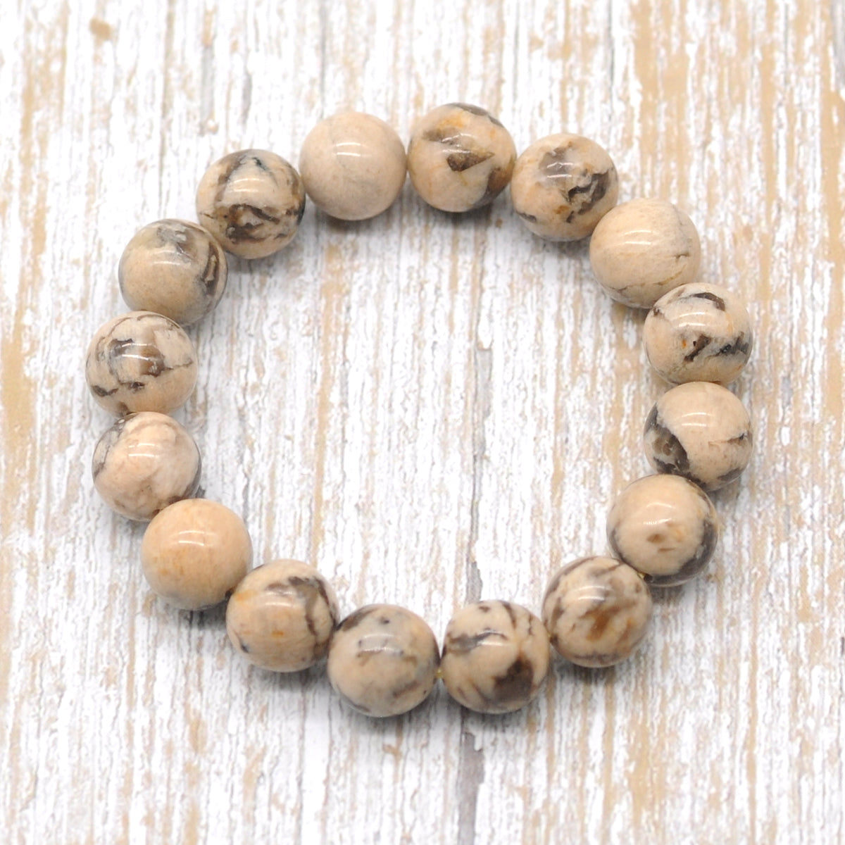 CGB46 Feldspar Gemstone Beads Stretch Bracelet Smooth Round 10mm 12mm