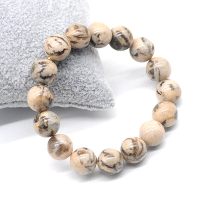 CGB46 Feldspar Gemstone Beads Stretch Bracelet Smooth Round 10mm 12mm