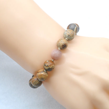 CGB471 Picture Jasper & Moonstone Adjustable Bracelet Round 12mm