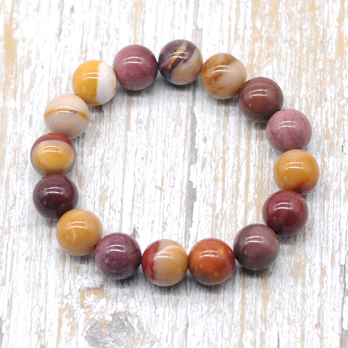 CGB48 Mookaite Gemstone Beads Stretch Bracelet Smooth Round 10mm 12mm