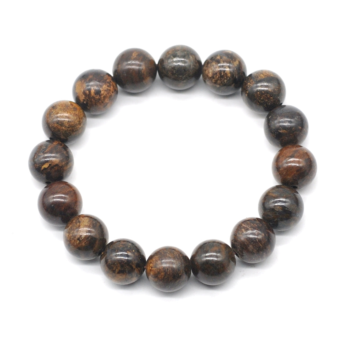 CGB49 Bronzite Gemstone Beads Stretch Bracelet Smooth Round 10mm 12mm