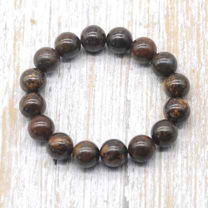 CGB49 Bronzite Gemstone Beads Stretch Bracelet Smooth Round 10mm 12mm