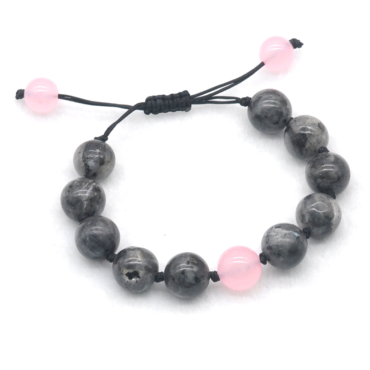 CGB500 Black Labradorite & Candy Jade Adjustable Bracelet Round 12mm