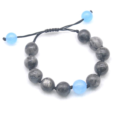 CGB506 Black Labradorite & Candy Jade Adjustable Bracelet Round 12mm