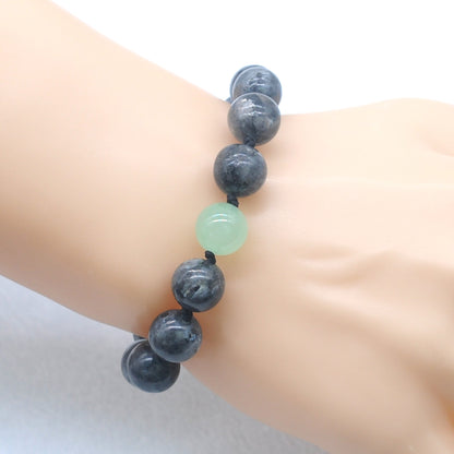 CGB509 Black Labradorite & Candy Jade Adjustable Bracelet Round 12mm