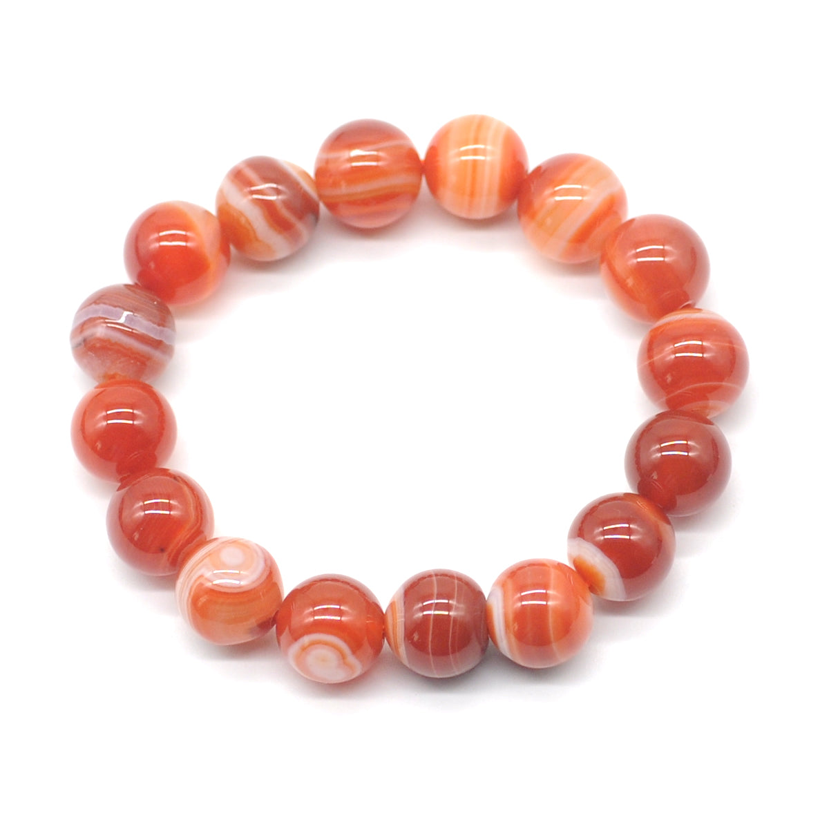 CGB60 Red Banded Agate Beads Stretch Bracelet Smooth Round 10mm 12mm