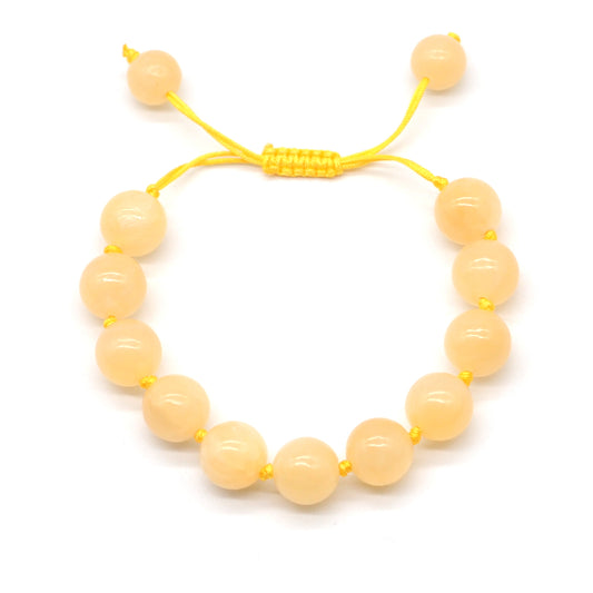 CGB603 Honey Jade Adjustable Macrame Bracelet Round 12mm