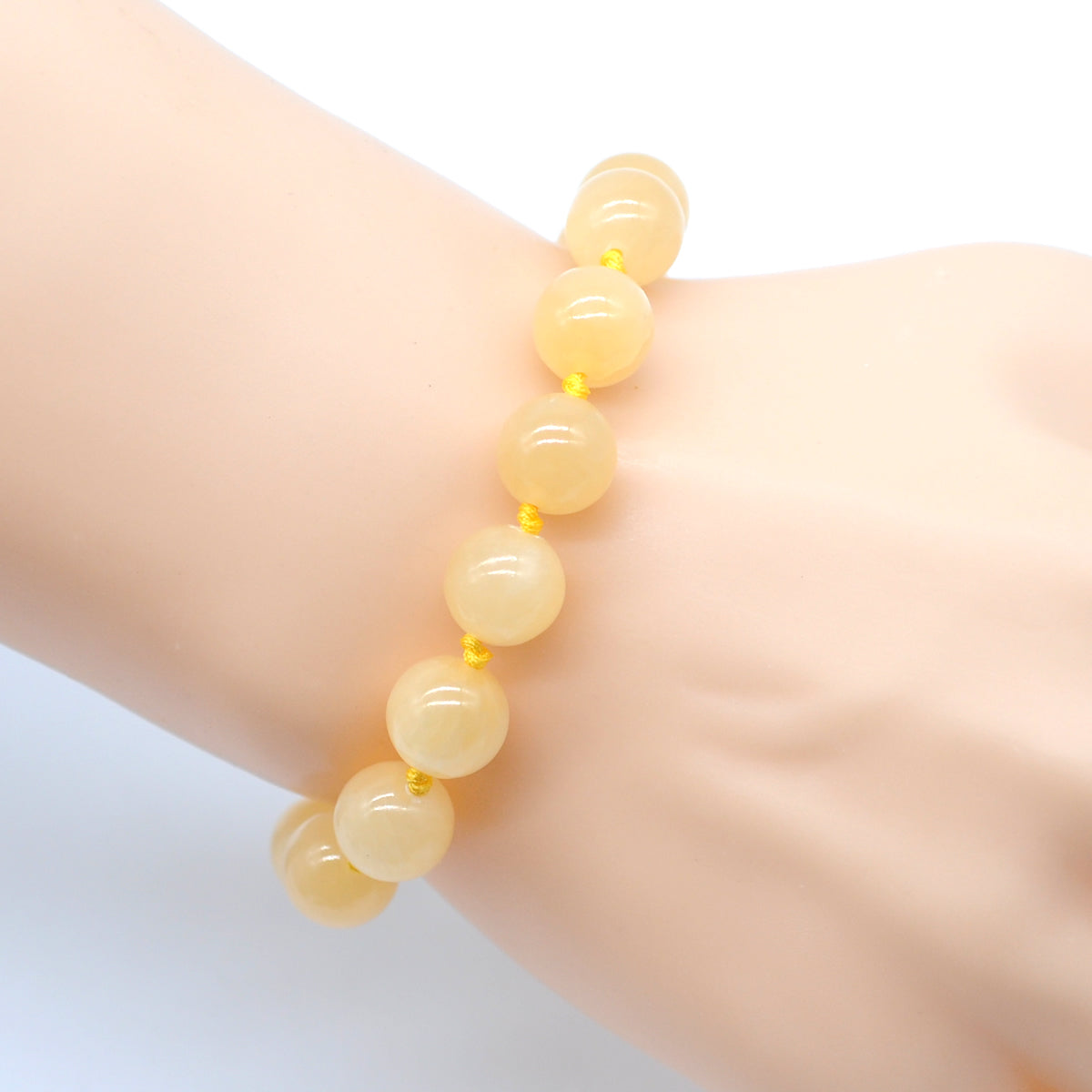 CGB603 Honey Jade Adjustable Macrame Bracelet Round 12mm