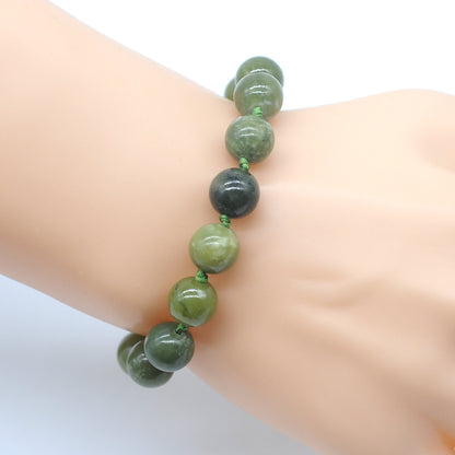 CGB605 Canadian Jade Adjustable Macrame Bracelet Round 12mm