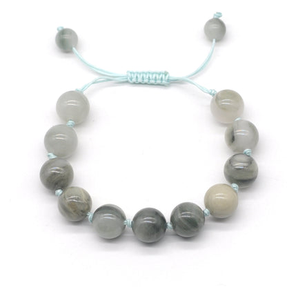 CGB606 Seaweed Quartz Adjustable Macrame Bracelet Round 12mm