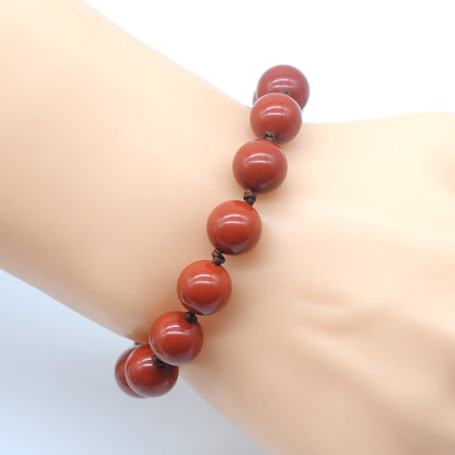 CGB622 Red Jasper Adjustable Macrame Bracelet Round 12mm