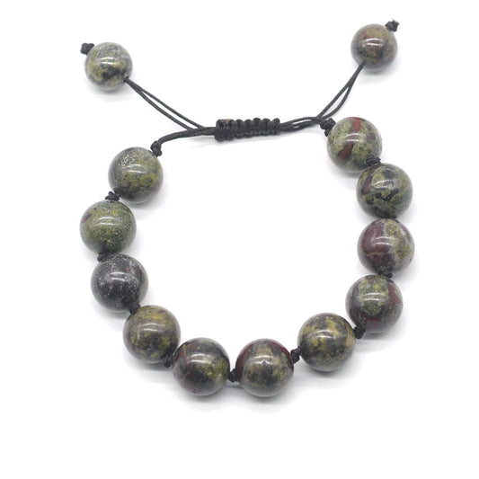 CGB633 Dragon Blood Jasper Adjustable Macrame Bracelet Round 12mm