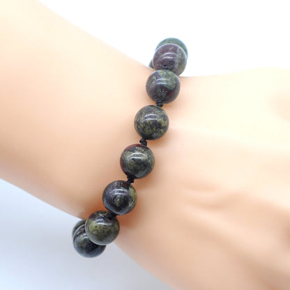 CGB633 Dragon Blood Jasper Adjustable Macrame Bracelet Round 12mm