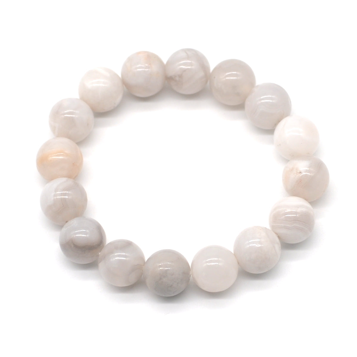 CGB65 White Crazy Lace Agate Beads Stretch Bracelet Smooth Round 10mm 12mm