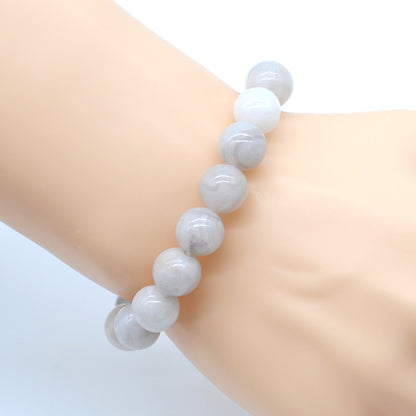 CGB65 White Crazy Lace Agate Beads Stretch Bracelet Smooth Round 10mm 12mm