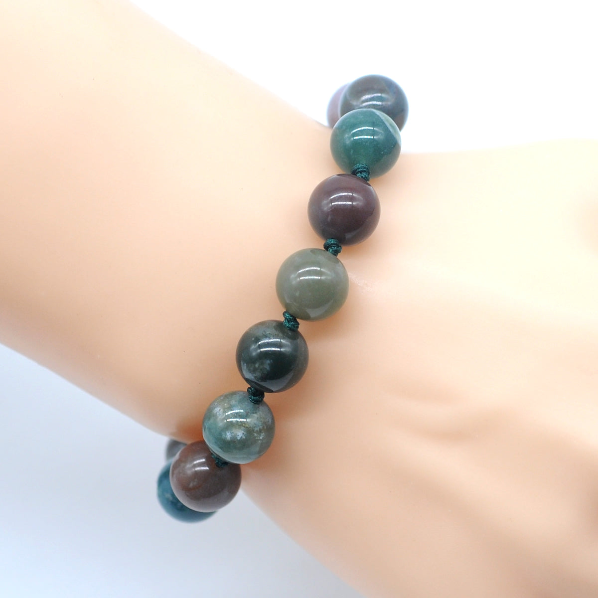 CGB658 Indian Agate Adjustable Macrame Bracelet Round 12mm