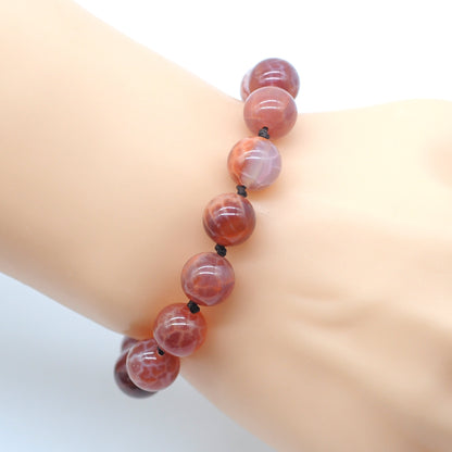 CGB662 Fire Agate Adjustable Macrame Bracelet Round 12mm