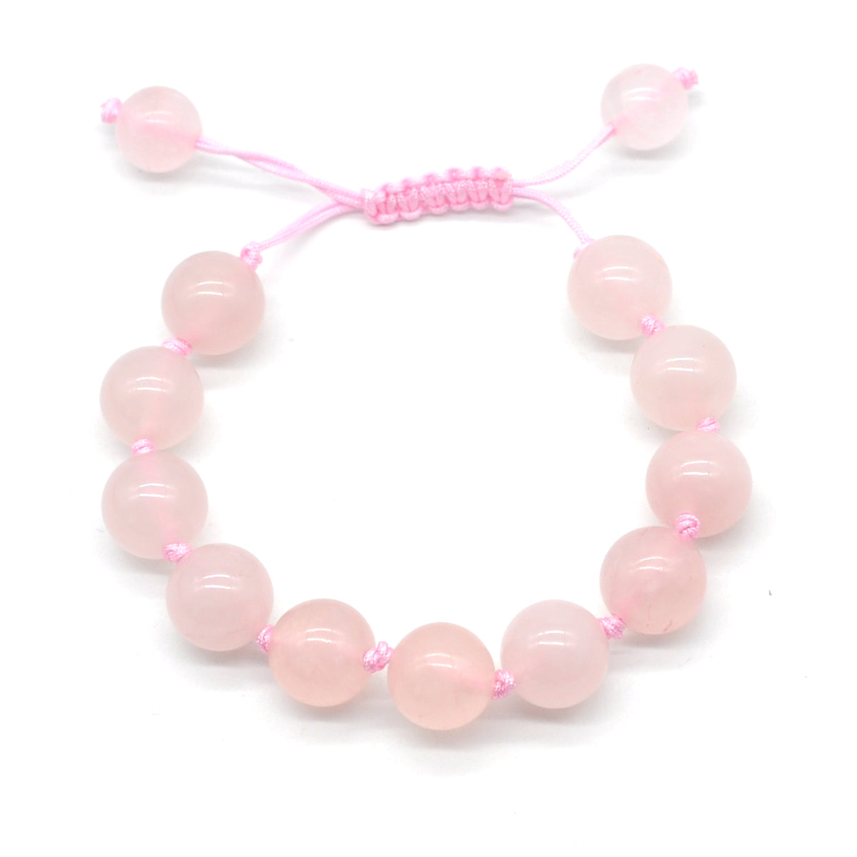 CGB667 Rose Quartz Adjustable Macrame Bracelet Round 12mm