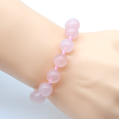 CGB667 Rose Quartz Adjustable Macrame Bracelet Round 12mm