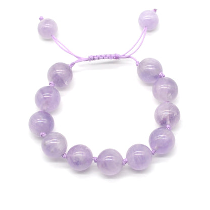 CGB668 Lavender Amethyst Adjustable Macrame Bracelet Round 12mm