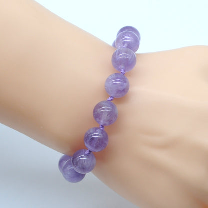 CGB668 Lavender Amethyst Adjustable Macrame Bracelet Round 12mm