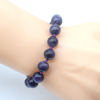 CGB671 Dogtooth Amethyst Adjustable Macrame Bracelet Round 12mm