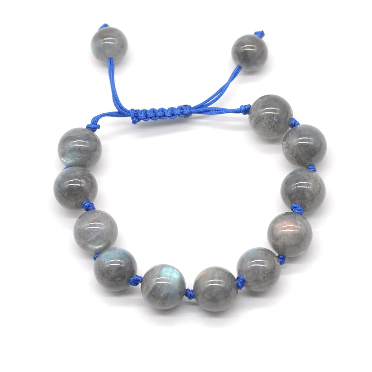 CGB679 Labradorite Gemstone Adjustable Macrame Bracelet Round 12mm