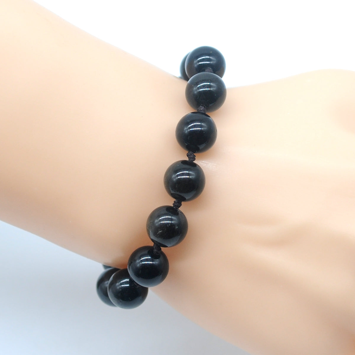 CGB689 Golden Obsidian Adjustable Macrame Bracelet Round 12mm