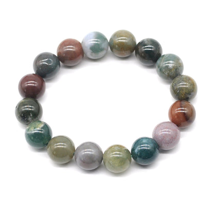 CGB69 Indian Agate Beads Stretch Bracelet Smooth Round 10mm 12mm