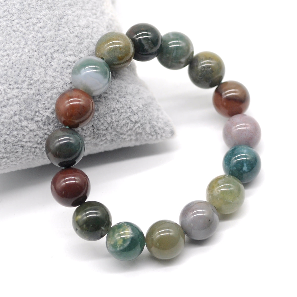 CGB69 Indian Agate Beads Stretch Bracelet Smooth Round 10mm 12mm