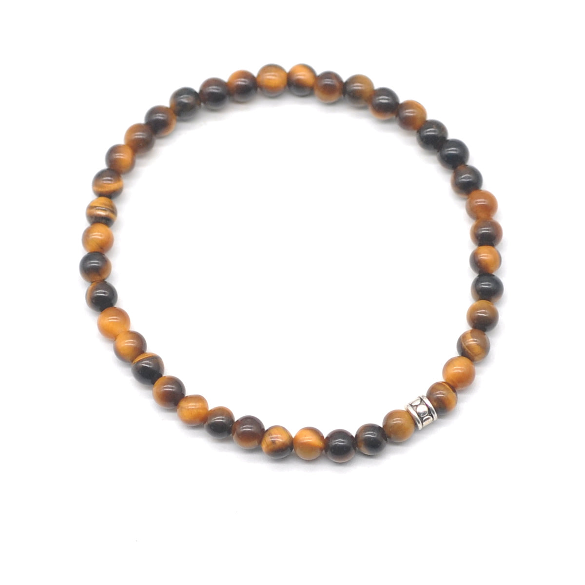 CGB702 Yellow Tiger Eye Beaded Stretch Bracelet Round 4mm