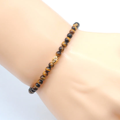 CGB703 Grade AA Yellow Tiger Eye Beaded Stretch Bracelet Round 4mm