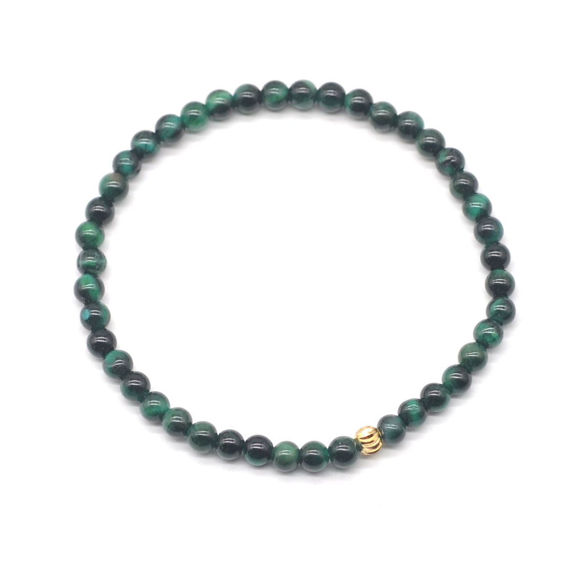 CGB709 Green Tiger Eye Beaded Stretch Bracelet Round 4mm