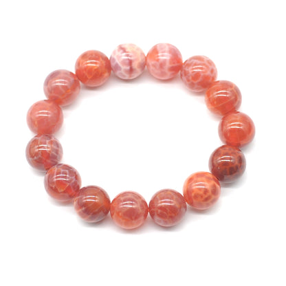 CGB71 Fire Agate Beads Stretch Bracelet Smooth Round 10mm 12mm