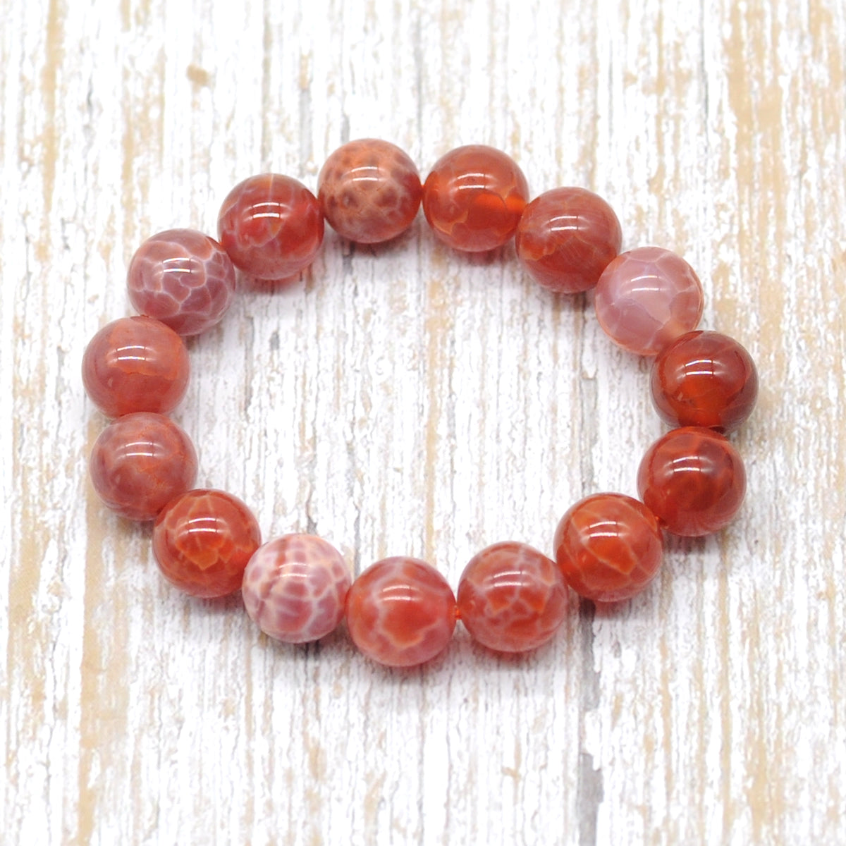 CGB71 Fire Agate Beads Stretch Bracelet Smooth Round 10mm 12mm