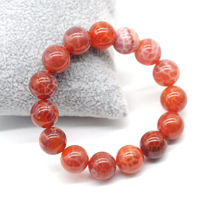 CGB71 Fire Agate Beads Stretch Bracelet Smooth Round 10mm 12mm