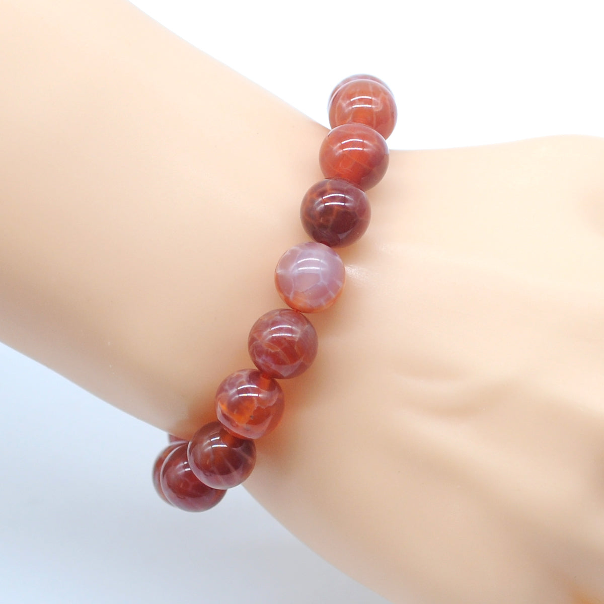 CGB71 Fire Agate Beads Stretch Bracelet Smooth Round 10mm 12mm