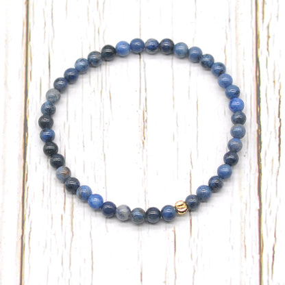 CGB714 Dumortierite Gemstone Beaded Stretch Bracelet Round 4mm