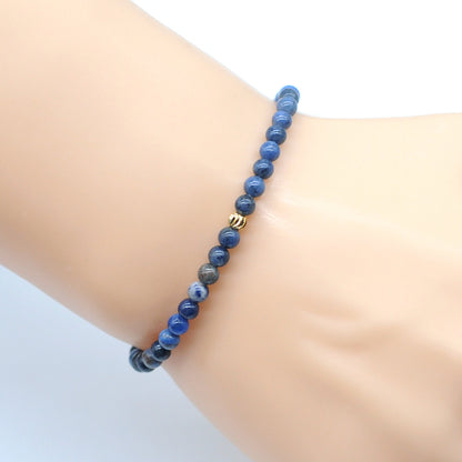 CGB714 Dumortierite Gemstone Beaded Stretch Bracelet Round 4mm