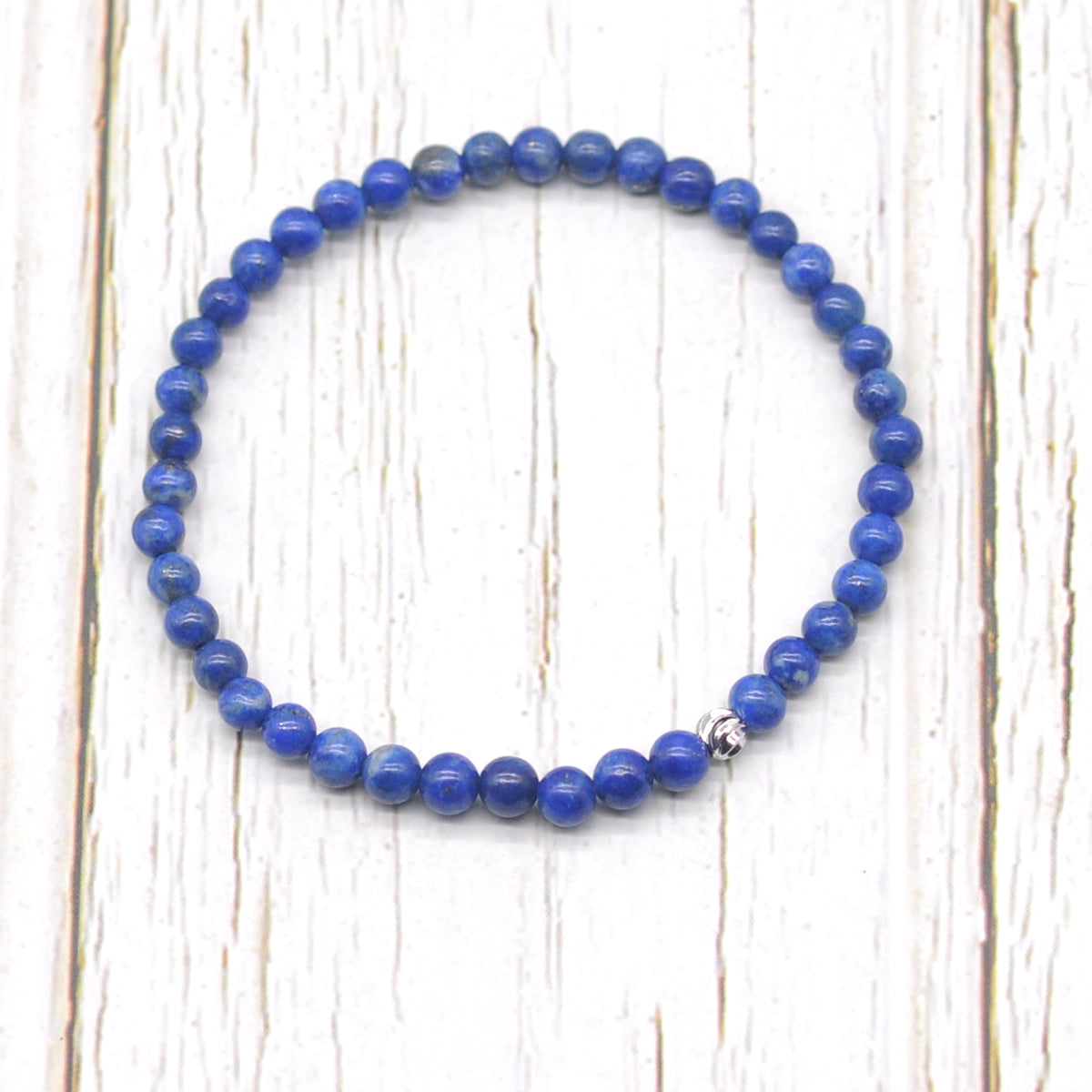 CGB715 Lapis Lazuli Gemstone Beaded Stretch Bracelet Round 4mm