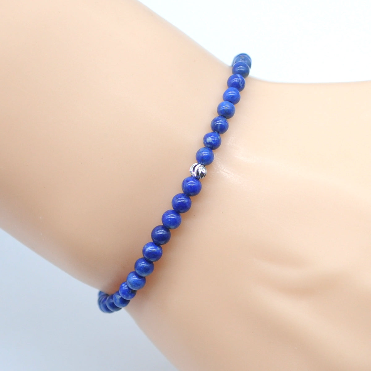 CGB715 Lapis Lazuli Gemstone Beaded Stretch Bracelet Round 4mm