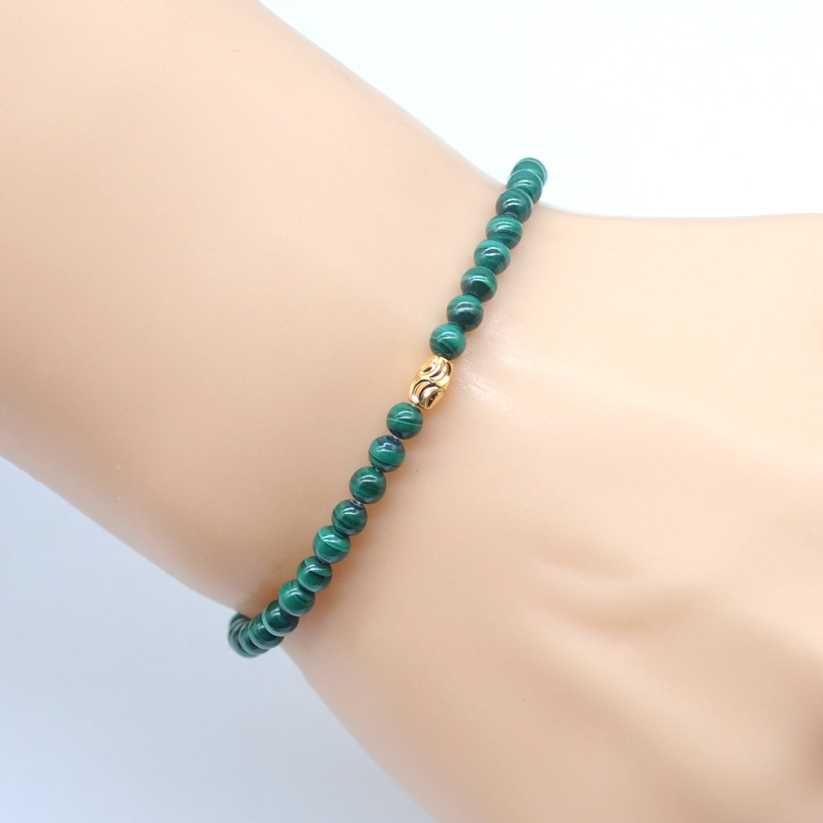 CGB716 Malachite Gemstone Beaded Stretch Bracelet Round 4mm