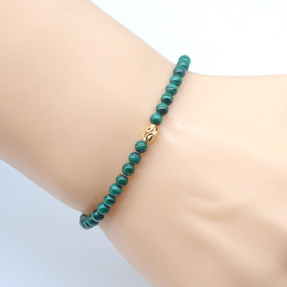 CGB716 Malachite Gemstone Beaded Stretch Bracelet Round 4mm