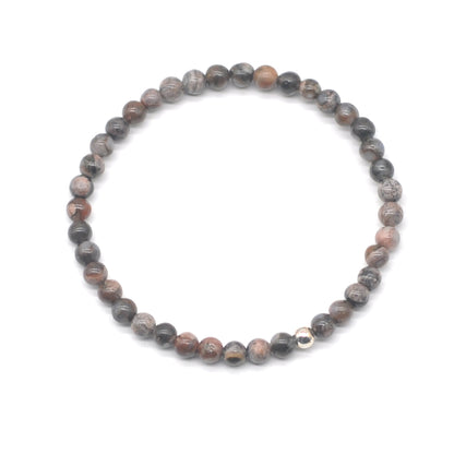 CGB717 Grey Opal Gemstone Beaded Stretch Bracelet Round 4mm