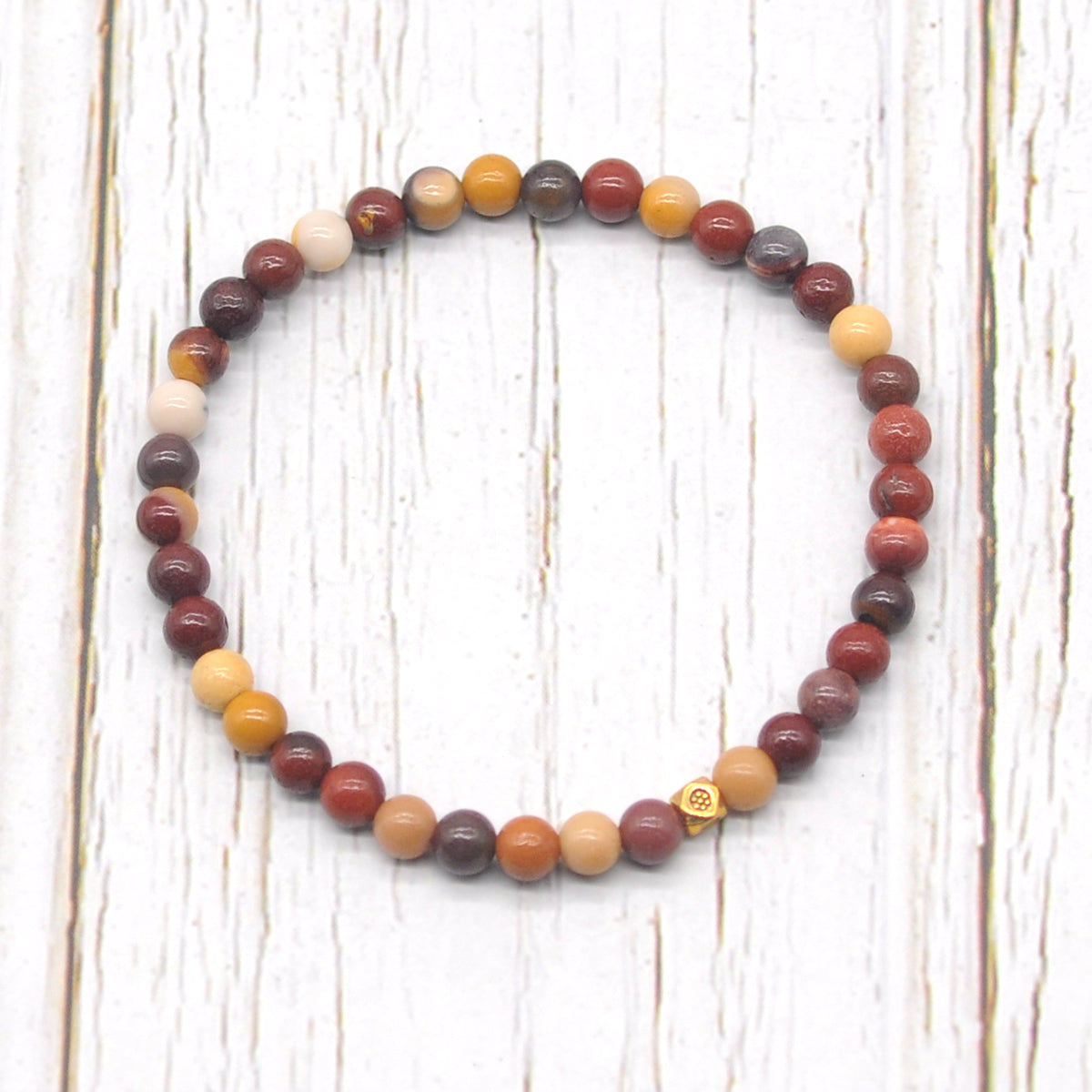 CGB718 Mookaite Gemstone Beaded Stretch Bracelet Round 4mm