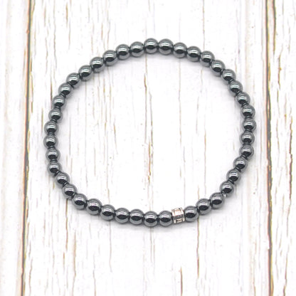 CGB720 Hematite Beaded Stretch Bracelet Round 4mm